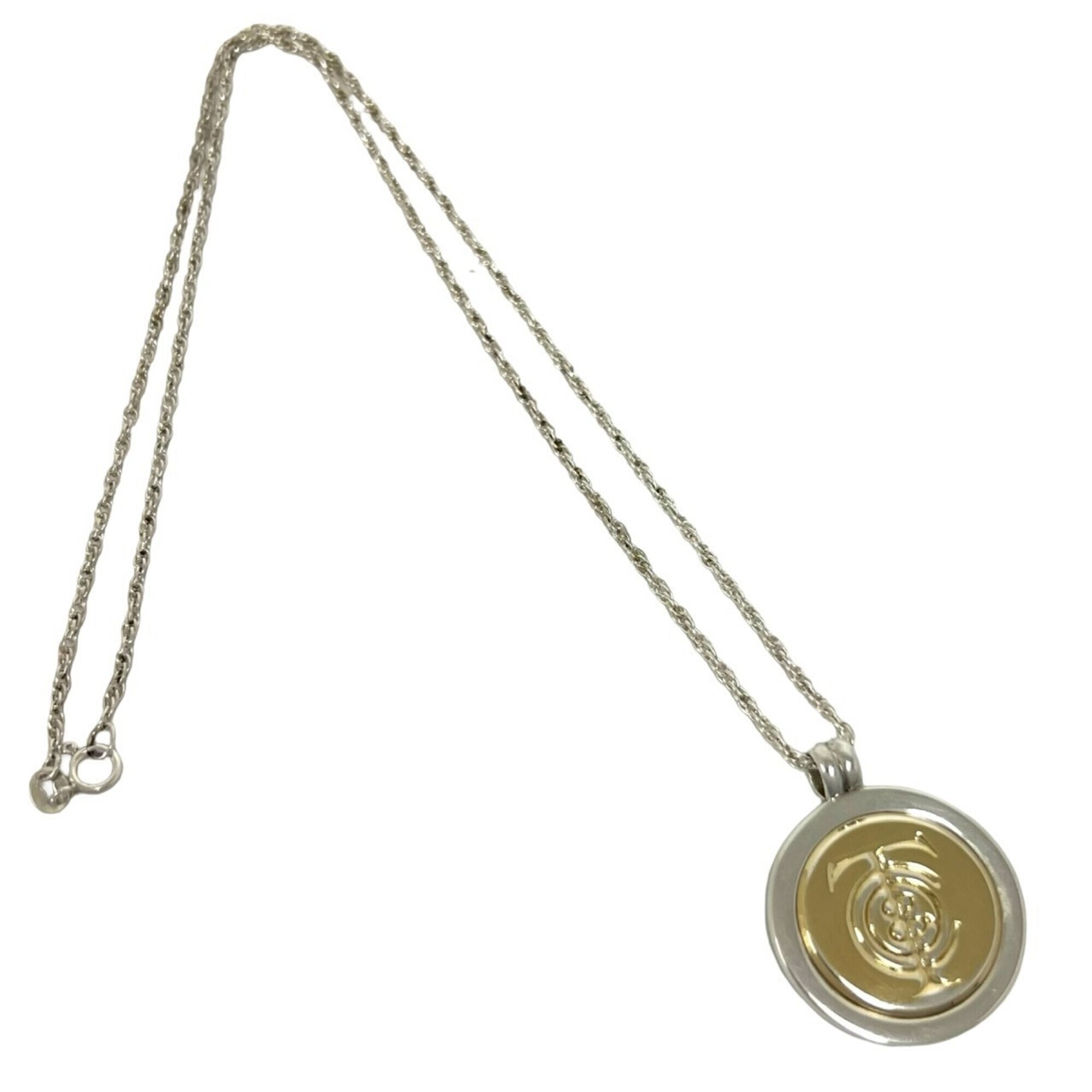 Tiffany&Co. Tiffany Coin Necklace, Sterling Silver 925, 18k Yellow Gold Penda...